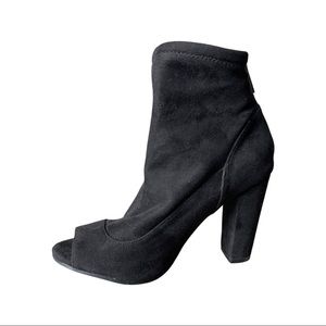 Black Suede open toe booties